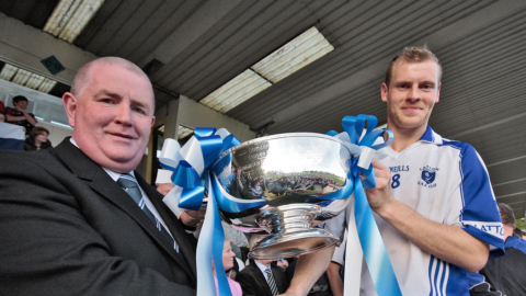 2008-Eoin Lennon gets the Duffy Cup from County Chairman John Connolly.