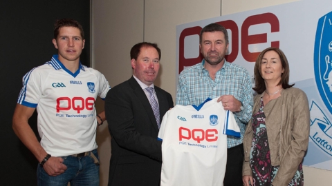 Pictured at the launch of the new Latton O'Rahilly GAA Jersey are Aiden Farmer, Senior Team Capt., Seamus Coyle, Club Chairman, Paul Quinn and Niamh Quinn, Sponsors. © Northern Standard.